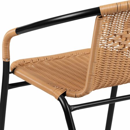 Flash Furniture Lila 4 Pack Beige Rattan Indoor-Outdoor Restaurant Stack Chair 4-TLH-037-BGE-GG